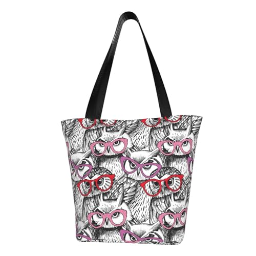 VOSERY Tragetasche für Damen, Brillen-Eule, Tragetasche mit Reißverschluss und Innentaschen, ästhetische Schulterhandtaschen VOSERY Tragetasche für Damen, Brillen-Eule, Tragetasche mit Reißverschluss und Innentaschen, ästhetische Schulterhandtaschen von VOSERY