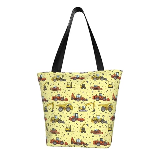 VOSERY Tragetasche für Damen, Cartoon-Auto, gelbe Tragetasche mit Reißverschluss und Innentaschen, ästhetische Schulterhandtaschen von VOSERY