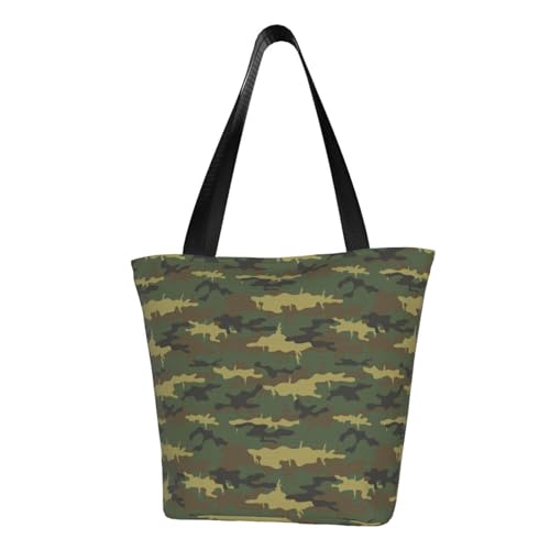 VOSERY Tragetasche für Damen, Dinosaurier-Camouflage-Tragetasche mit Reißverschluss und Innentaschen, ästhetische Schulterhandtaschen von VOSERY