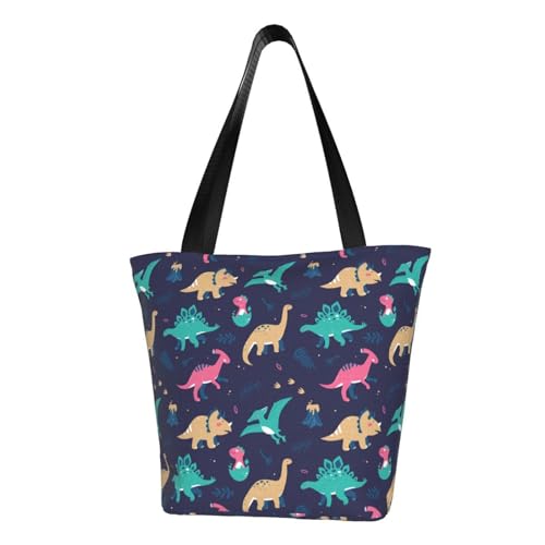 VOSERY Tragetasche für Damen, Dinosaurier-Druck, L, Tragetasche mit Reißverschluss und Innentaschen, ästhetische Schulterhandtaschen von VOSERY
