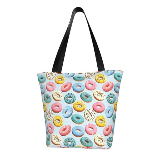 VOSERY Tragetasche für Damen, Makronen-Donut-Druck, Tragetasche mit Reißverschluss und Innentaschen, ästhetische Schulterhandtaschen von VOSERY