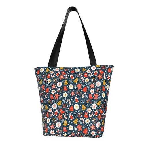 VOSERY Tragetasche für Damen, Weihnachten, Kekse, Tragetasche mit Reißverschluss und Innentaschen, ästhetische Schulterhandtaschen von VOSERY