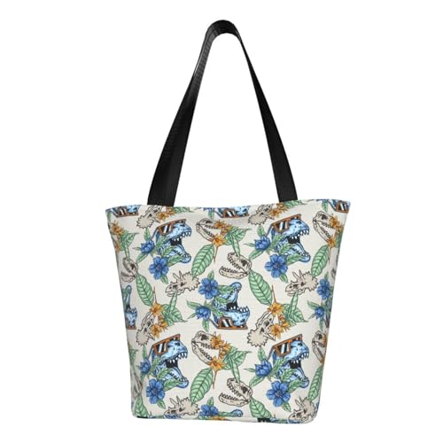 VOSERY Tragetasche für Damen, lustige Dinosaurier-Kopf-Tragetasche mit Reißverschluss und Innentaschen, ästhetische Schulterhandtaschen von VOSERY