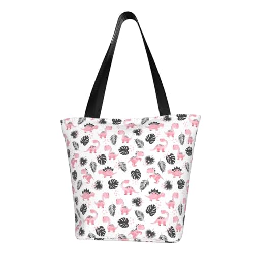 VOSERY Tragetasche für Damen, niedliche rosa Dinosaurier-Tragetasche mit Reißverschluss und Innentaschen, ästhetische Schulterhandtaschen von VOSERY
