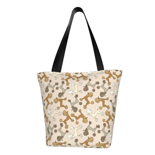 VOSERY Tragetasche für Damen, niedlicher Pudel-Hund, Tragetasche mit Reißverschluss und Innentaschen, ästhetische Schulterhandtaschen von VOSERY