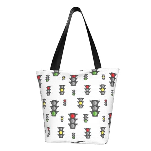 VOSERY Tragetasche für Damen, niedliches Ampelmuster, Tragetasche mit Reißverschluss und Innentaschen, ästhetische Schulterhandtaschen von VOSERY