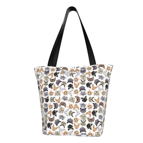VOSERY Tragetasche für Damen, süße Katzen, Tragetasche mit Reißverschluss und Innentaschen, ästhetische Schulterhandtaschen von VOSERY