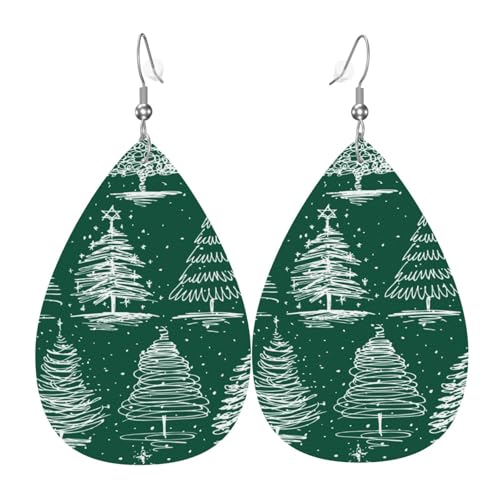 Weihnachtsbaum-Ohrringe für Damen, bunte tropfenförmige Leder-Ohrringe für Damen, trendig, Tropfenohrringe, Schmuck von VOSERY