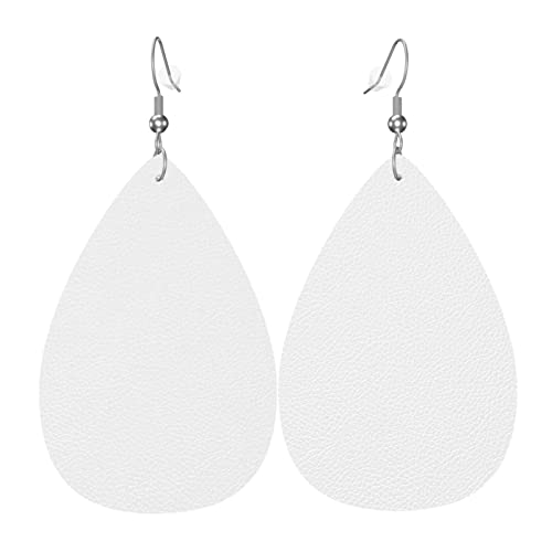 Weiße Ohrringe für Damen, bunte tropfenförmige Leder-Ohrringe für Damen, trendig, Tropfenohrringe, Schmuck von VOSERY