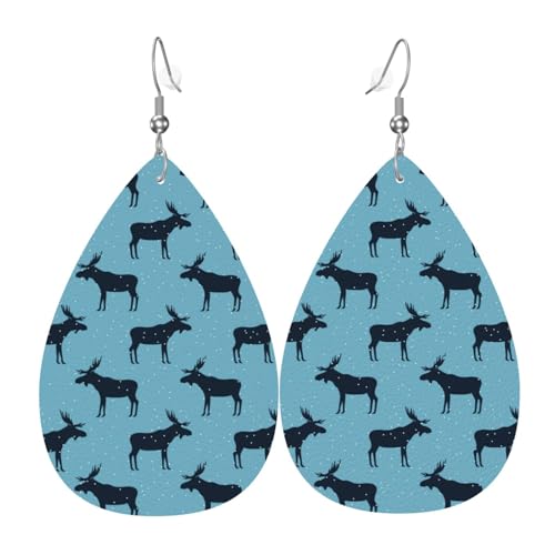 Winter-Elch-Ohrringe für Damen, bunt, tropfenförmig, Leder, trendig, Tropfenohrringe, Schmuck Winter-Elch-Ohrringe für Damen, bunt, tropfenförmig, Leder, trendig, Tropfenohrringe, Schmuck von VOSERY
