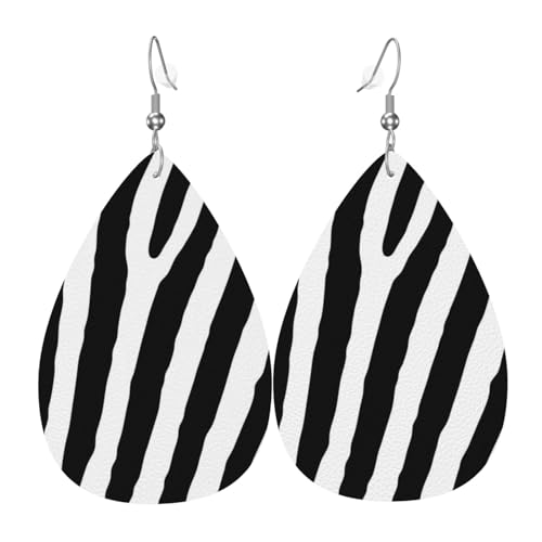 Zebra-Ohrringe für Damen, bunte Tropfenform, Leder-Ohrringe für Damen, trendig, Tropfenohrringe, Schmuck von VOSERY