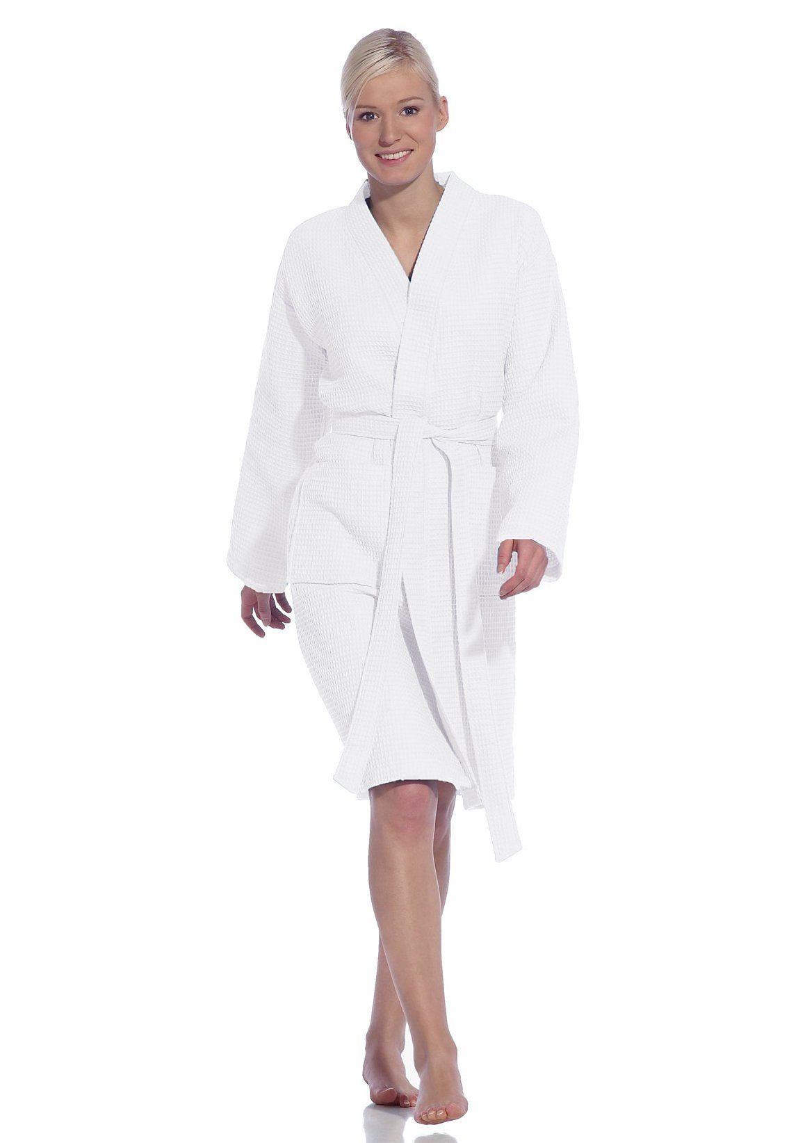 Vossen Unisex-Bademantel "Rom, ideal für Sauna & Spa, Hotelbademantel, Morgenmantel", 1 Stk. für Damen & Herren, Waffelpiqué-Struktur, in leichter Qualität von VOSSEN