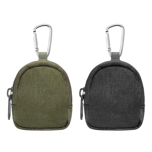 VOSSOT 2 PCS Coin Purse mit Reißverschluss,Leckerlitasche für Hunde Schlüsseltasche Für Den Außenbereich Taktische Mini Geldbeutel Mini-Schlüsseltasche Change Purses Nylon Münzbeutel Münzgeldbörse von VOSSOT