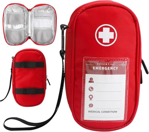 VOSSOT Medical Tragetasche,tragbare Notfalltasche Isolierte Medikament Tasche Organizer,für Zwei Epipens, insulinspritzen,inhalator und Wichtige Utensilien zur Allergiemedizin, Rot von VOSSOT