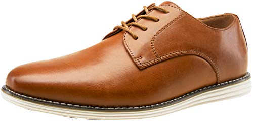 VOSTEY Herren Kleid Schuhe Casual Oxford Schuhe Business Casual Kleid Schuhe, (Comfort Casual618-yellow Braun), 43 EU von VOSTEY