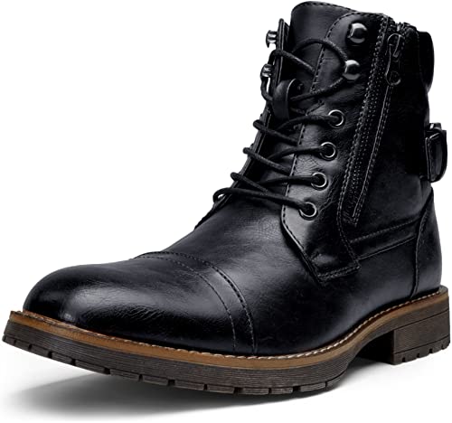 VOSTEY Herren Motorradstiefel Business Casual Chukka Boot für Männer, (Motorrad 678a-schwarz), 45 EU von VOSTEY