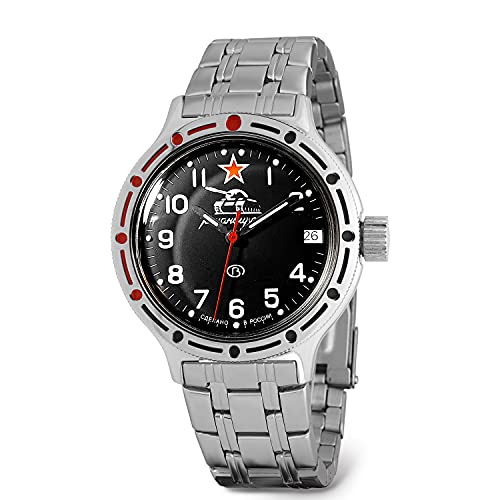 VOSTOK | Herren Panzer Commander Russische Amphibien Automatik Automatik Militär Stil Uhr | WR 200m | Modell 420306 Amfibia, stahl, selbstaufziehend von VOSTOK