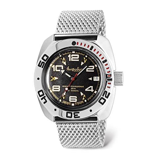 VOSTOK | Klassische Amphibien-Automatik-Armbanduhr mit Automatik, russischer Taucher, WR 200 m | Mode | Business | Casual Herrenuhren | Modell 710335, Mailand, Taucher von VOSTOK