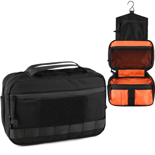 VOTAGOO GEAR Taktischer Kulturbeutel Hygienebeutel EDC Militärwerkzeug Molle Beutel Kleine Dopp Kit Reise Dusche Tasche für Herren, Schwarz von VOTAGOO GEAR