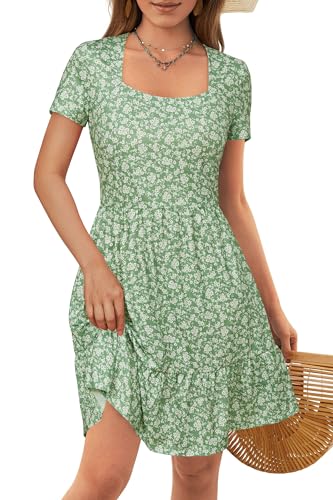 VOTEPRETTY Damen Sommerkleid Kurzarm Leicht Quadrat Ausschnitt Blumen Kleid mit Taschen Freizeit Strandkleid L VOTEPRETTY Damen Sommerkleid Kurzarm Leicht Quadrat Ausschnitt Blumen Kleid mit Taschen Freizeit Strandkleid L von VOTEPRETTY