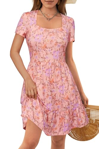 VOTEPRETTY Damen Sommerkleid Kurzarm Leicht Quadrat Ausschnitt Blumen Kleid mit Taschen Freizeit Strandkleid M VOTEPRETTY Damen Sommerkleid Kurzarm Leicht Quadrat Ausschnitt Blumen Kleid mit Taschen Freizeit Strandkleid M von VOTEPRETTY
