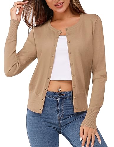 VOTEPRETTY Strickjacke Damen Kurz Sommer Cardigan Leicht Langarm Jersey Strickmantel Herbst von VOTEPRETTY