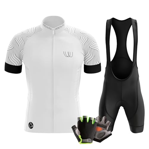 Herren Kurzarm Fahrrad Trikot Set,Rennrad Trikot Herren Set,Herren-Radtrikot Radhosen + Halbfinger Sommer Fahrradhandschuhe (XL,Typ-14) von VOXCAUTQ