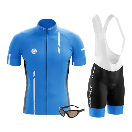 VOXCAUTQ Fahrradbekleidungs-Set für Herren, Fahrradtrikot und gepolsterte Fahrradhose für Herren, MTB, Rennrad mit 3 Taschen, Radtrikots, Typ-9, XXXXL von VOXCAUTQ