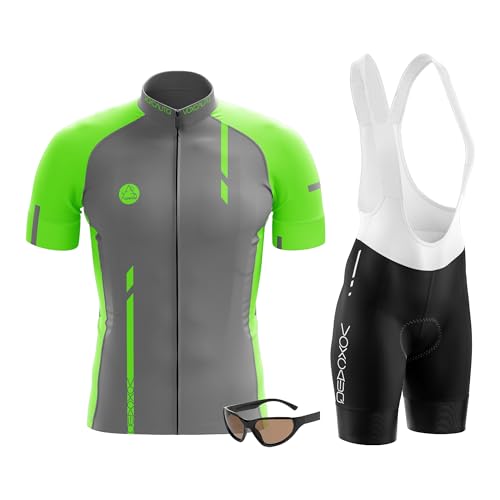 VOXCAUTQ Herren-Fahrradbekleidungs-Set, Fahrradtrikot und gepolsterte Fahrradhose für Herren, MTB, Rennrad mit 3 Taschen, Radtrikots, Typ-8, XXXXX-Large von VOXCAUTQ