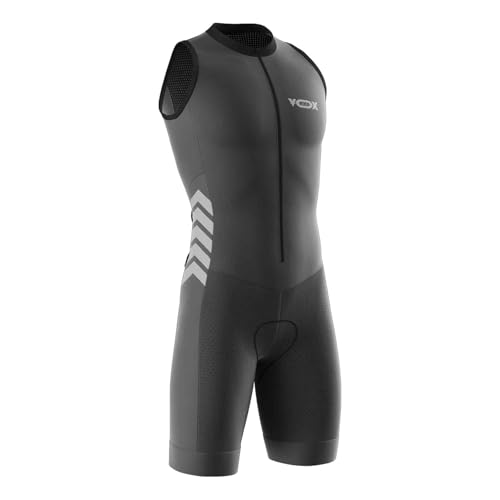 VOXCAUTQ Herren ärmelloser Triathlon-Anzug – Atmungsaktives Lycra Trikot verwendet für Schwimmen, Radfahren & Laufen | Feuchtigkeitsableitend & hoch elastisch (12,L) von VOXCAUTQ