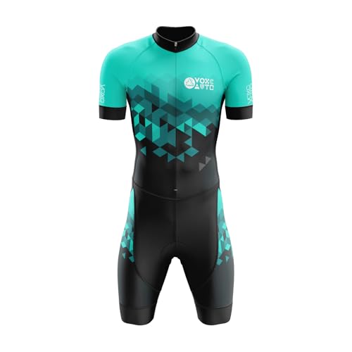 VOXCAUTQ Triathlon Anzug Herren,Trisuit Einteiler, Herren Fahrrad Skinsuit, Einteiliges Radtrikot,Herren Trikot,Elastische Rücken-Taschen Mehrfarbig XXS-6XL (7,L) von VOXCAUTQ
