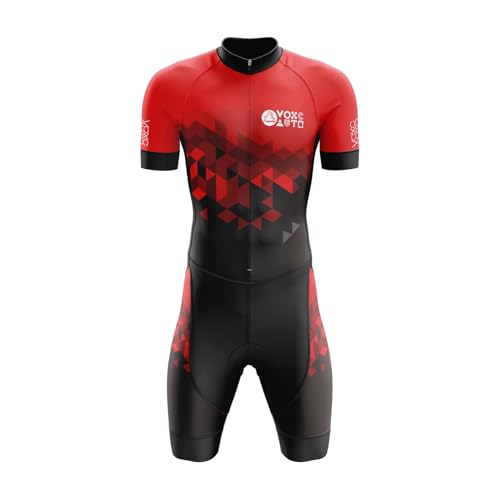 VOXCAUTQ Triathlon Anzug Herren,Trisuit Einteiler, Herren Fahrrad Skinsuit, Einteiliges Radtrikot,Herren Trikot,Elastische Rücken-Taschen Mehrfarbig XXS-6XL (8,XL) von VOXCAUTQ