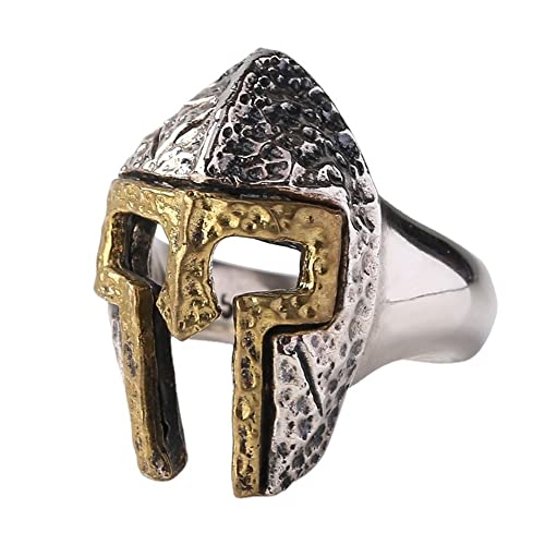 VOYADE Herren Gothic Motorrad Punk Retro Ring Spartan Maske Helm Nordic Pagan Einstellbarer Wikingerring,Silber,11 von VOYADE