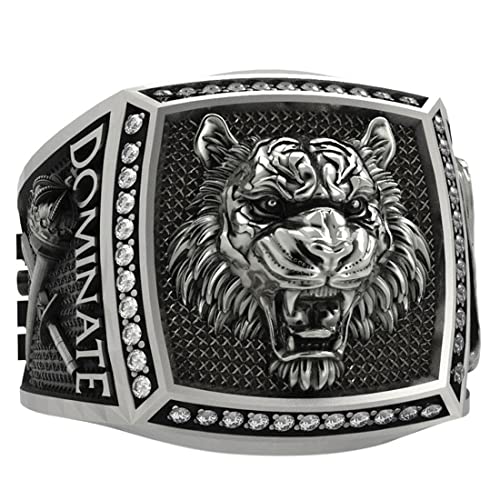 VOYADE Herrlicher Tigerkopf Siegelring S925 Sterling Silber Herren Retro Gothic Tribal Rider Tigerkopf Ring Tierschmuck,Silber,9 von VOYADE