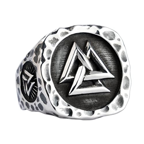 VOYADE Nordic Viking Triangle Totem Ring S925 Silber Keltischer Knoten Kompass Symbol Ring Skandinavischer Schmuck,Silber,10 von VOYADE