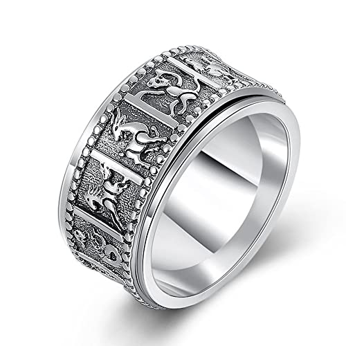 VOYADE Rotierbarer Tier-Totemring Sternzeichen Rotierender Herren-Zeigefingerring S925 Thai Silber Retro-Persönlichkeit Modeschmuck,Silber,13 von VOYADE