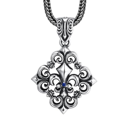 VOYADE S925 Sterling Silber Anker Square Anhänger, Personalisierte Anker Anhänger Halskette Für Männer Und Frauen,Silber,Pendant + Chain 55cm von VOYADE