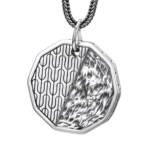 VOYADE S925 Sterling Silber Berg Und Meer Anhänger, Personalisierte Strukturierte Anhänger Halskette Für Männer Und Frauen,Silber,Pendant + Chain 60cm von VOYADE