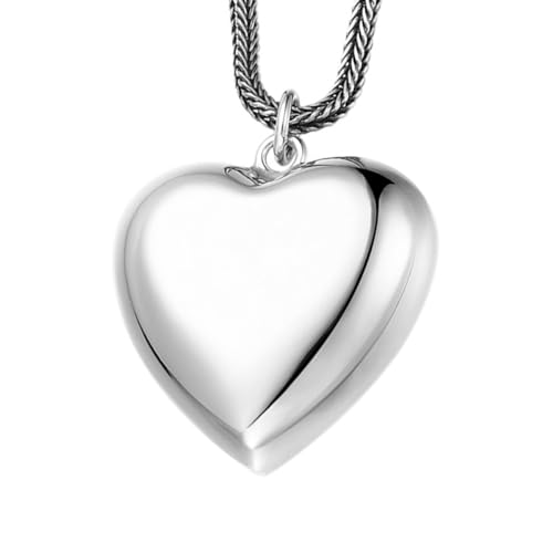 VOYADE S925 Sterling Silber Dreidimensionalen Herzförmigen Glänzenden Anhänger, Frauen Pfirsich Herz Anhänger Halskette,Silber,Pendant + Chain 50cm von VOYADE