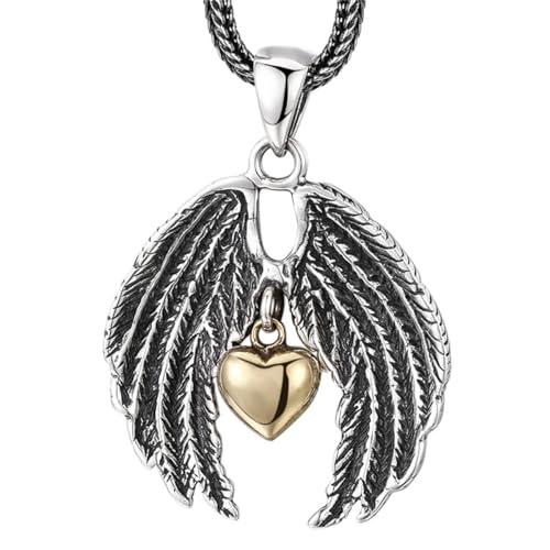 VOYADE S925 Sterling Silber Einfache Flügel Liebe Anhänger, Paar Mode Flügel Anhänger Halskette,Silber,Pendant + Chain 65cm von VOYADE