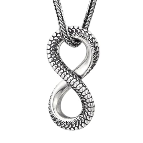 VOYADE S925 Sterling Silber Figur 8 Anhänger, Männer Und Frauen Schlange Schuppenmuster 8 Sterling Silber Anhänger Halskette,Silber,Pendant + Chain 70cm von VOYADE