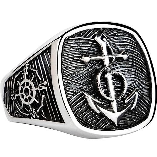 VOYADE S925 Sterling Silber Herren Boot Anker Ring, Hipster Dominant Personalisierte Marine Sterling Silber Fingerring,Silber,10 VOYADE S925 Sterling Silber Herren Boot Anker Ring, Hipster Dominant Personalisierte Marine Sterling Silber Fingerring,Silber,10 von VOYADE