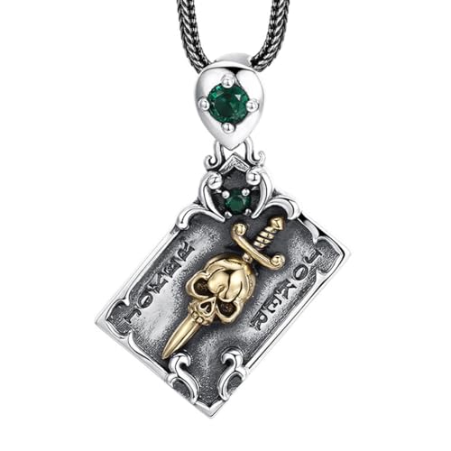 VOYADE S925 Sterling Silber Kleine König Spielkarte Anhänger, Männer Und Frauen Schädel Quadrat Anhänger Halskette,Silber,Pendant + Chain 50cm VOYADE S925 Sterling Silber Kleine König Spielkarte Anhänger, Männer Und Frauen Schädel Quadrat Anhänger Halskette,Silber,Pendant + Chain 50cm von VOYADE