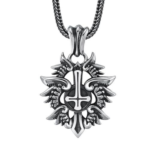 VOYADE S925 Sterling Silber Kreuz Abzeichen Anhänger, Vintage-Kreuz-Anhänger Halskette Für Männer Und Frauen,Silber,Pendant + Chain 55cm von VOYADE