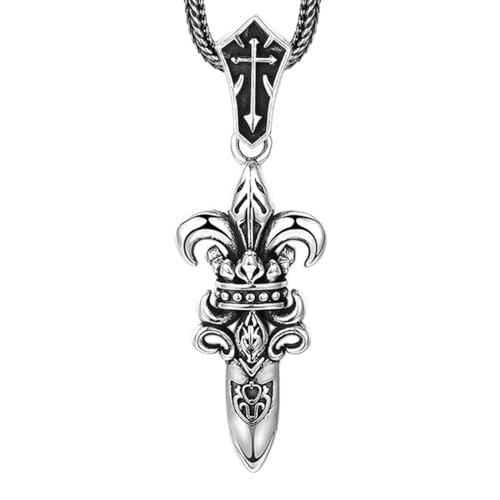 VOYADE S925 Sterling Silber Kreuz Blume Schlange Schwert Anhänger, Herren Personalisierte Schlange Schwert Anhänger Halskette,Silber,Single Pendant von VOYADE