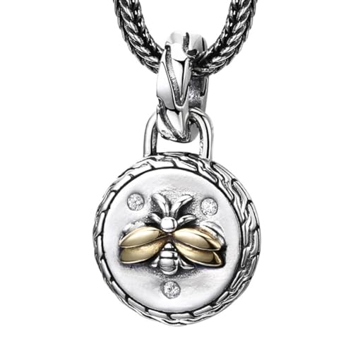 VOYADE S925 Sterling Silber Personalisierte Biene Anhänger, Männer Und Frauen Paar Biene Anhänger Halskette,Silber,Pendant + Chain 65cm von VOYADE