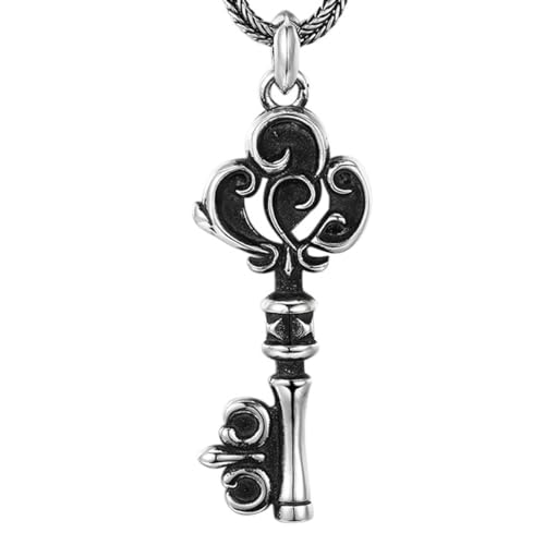 VOYADE S925 Sterling Silber Personalisierte Rebe Blume Schlüsselanhänger, Männer Und Frauen Schlüssel Sterling Silber Anhänger Halskette,Silber,Pendant + Chain 50cm von VOYADE