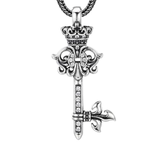 VOYADE S925 Sterling Silber Personalisierter Schlüsselanhänger Mit Krone, Schlüsselanhänger Für Damen Und Herren, Halskette,Silber,Pendant + Chain 50cm von VOYADE