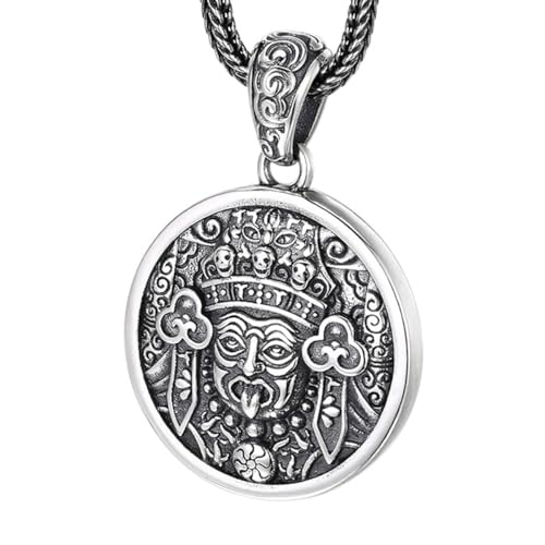 VOYADE S925 Sterling Silber Porträt Runde Zeichen Anhänger, Männer Und Frauen Vintage Porträt Sterling Silber Anhänger Halskette,Silber,Single Pendant von VOYADE