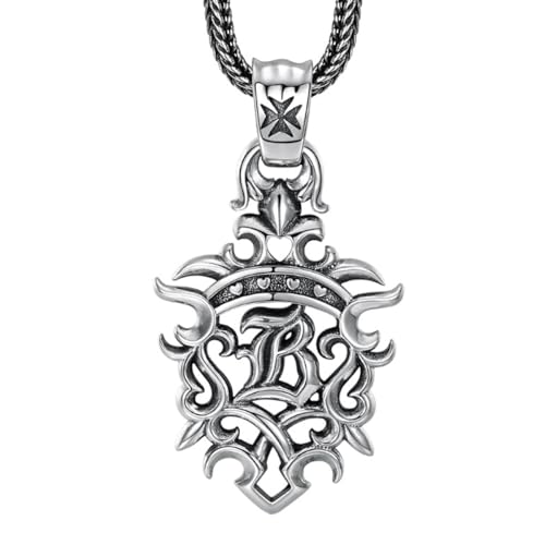 VOYADE S925 Sterling Silber Schild Hohlen Anhänger, Männer Und Frauen Mode Schild Herz Anhänger Halskette,Silber,Pendant + Chain 55cm von VOYADE